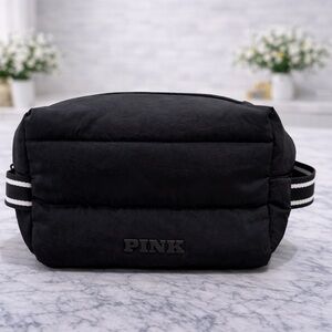PINK Victoria’s Secret Black Quilted Cosmetic Bag Makeup Pouch NWT